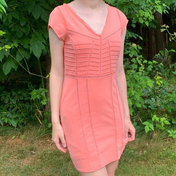 Free People Coral Peach Sweatshirt Like Dress, M. - Picture 1 of 9